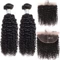 Hair Wefts with Lace Frontal Jerry Curl 10A Brazilian Virgin Hair
