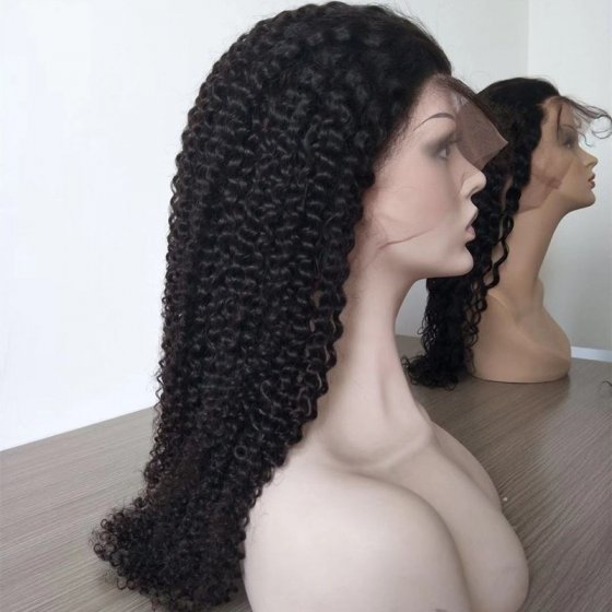 Lace Front Wig Kinky Curl 10A Brazilian Human Hair