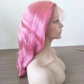 Lace Front Wig #Pink Body Wave 10A Brazilian Human Hair