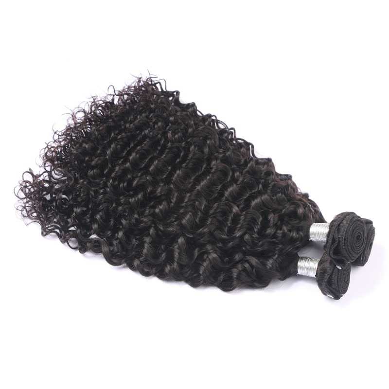 Hair Wefts with Lace Closure Deep Curl 10A Brazilian Virgin Hair