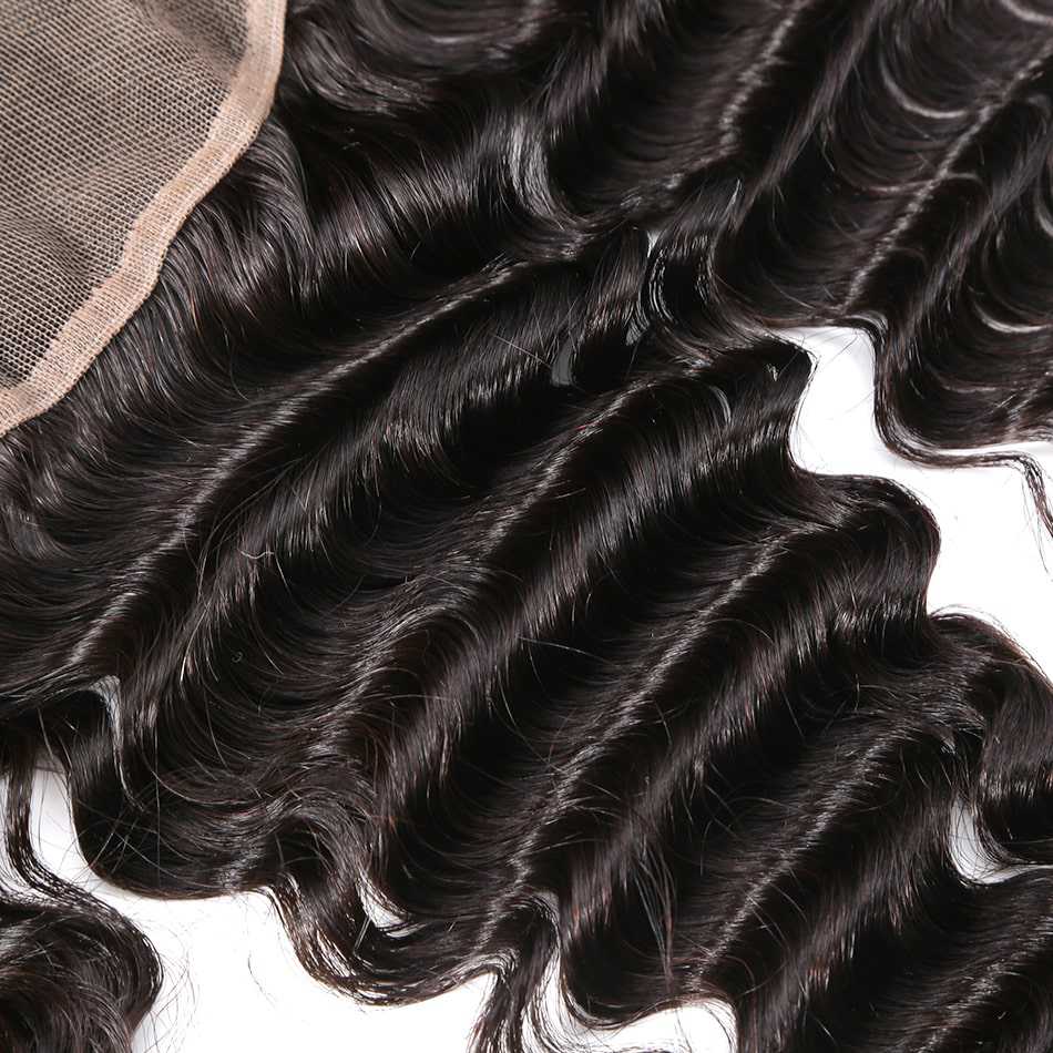Hair Wefts with Lace Frontal Deep Wave 10A Brazilian Virgin Hair